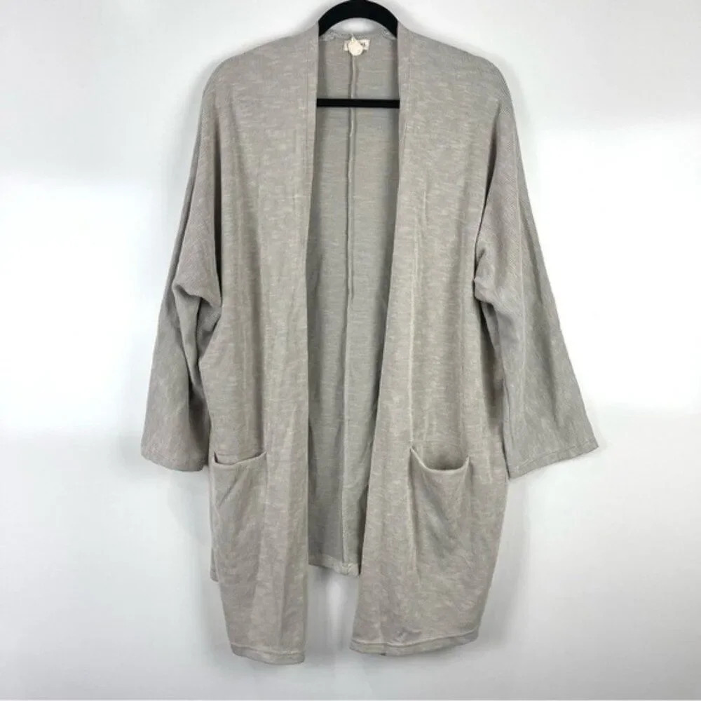 DONNI Ribbed Oversized Open Front Cardigan Sweater Pockets Women's One Size